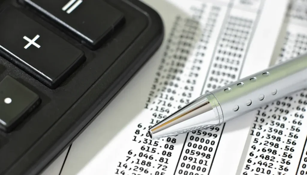 Calculator and tax papers